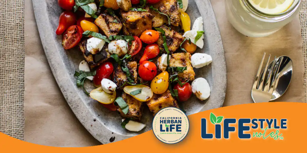 Grilled Garlic and Tomato Polenta with Caprese Salad