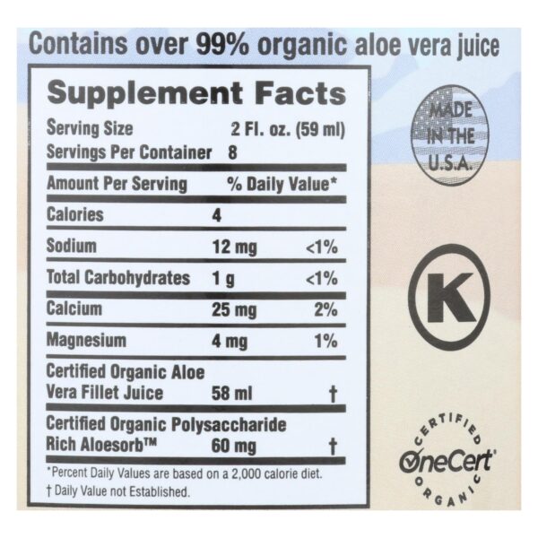 lily of the desert organic preservative free aloe vera juice 16 fl. oz. glass bottle