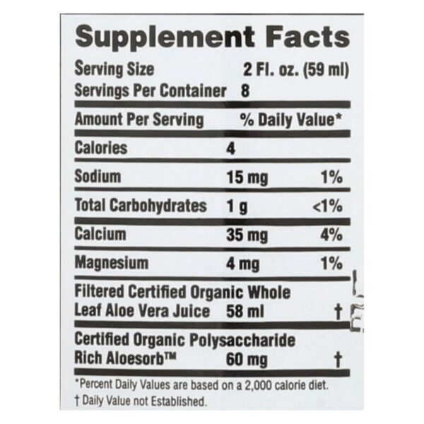 lily of the desert organic preservative free whole leaf aloe vera juice 16 fl. oz.