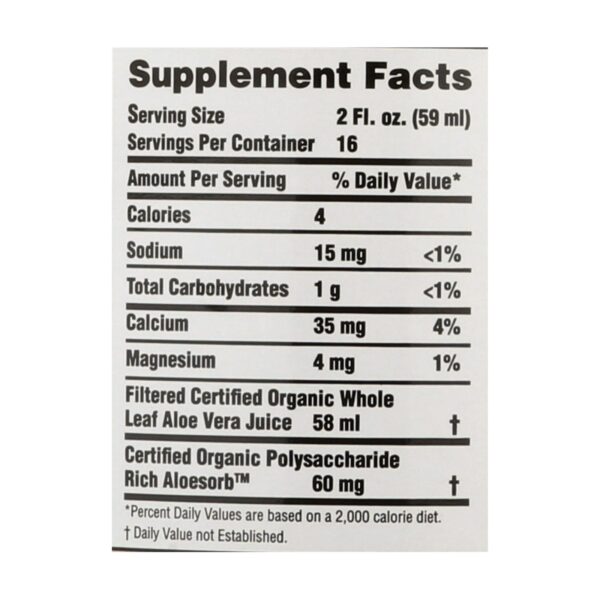 lily of the desert organic preservative free whole leaf aloe vera juice 32 fl. oz.