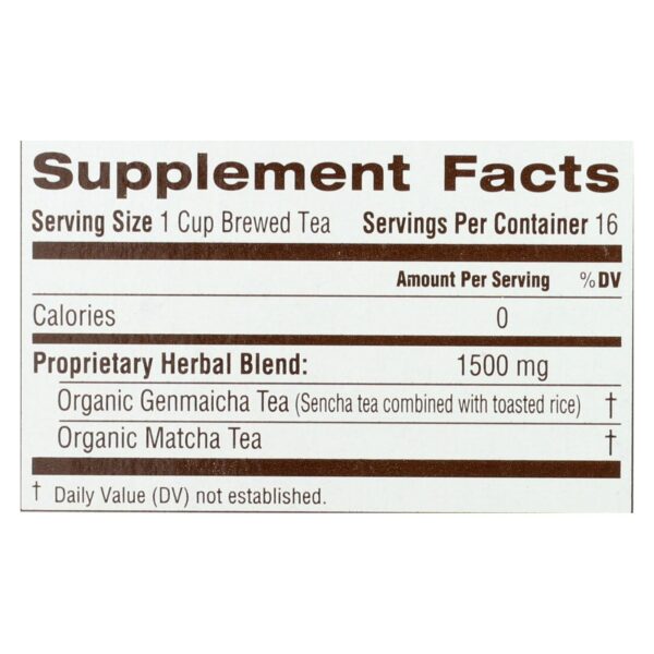 traditional medicinals organic green tea matcha with toasted rice