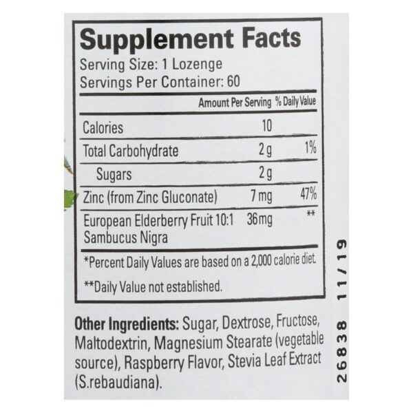 quantum health thera zinc lozenges elderberry 60 lozenges
