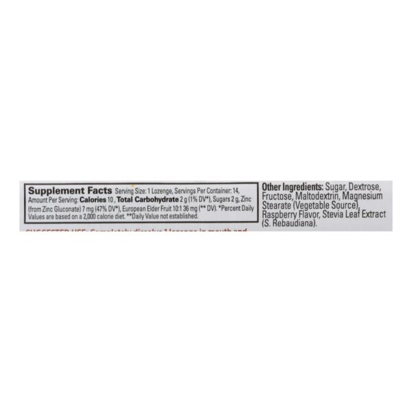 quantum health therazinc elderberry lozenges, natural raspberry flavor 14 count