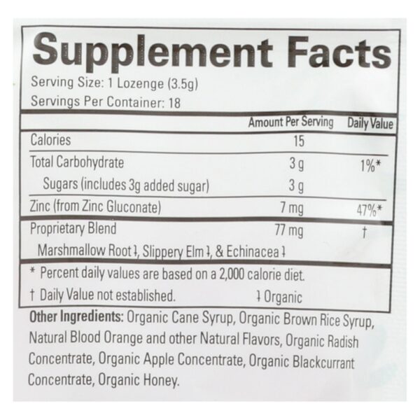 quantum health thera zinc lozenges blood orange 18 count