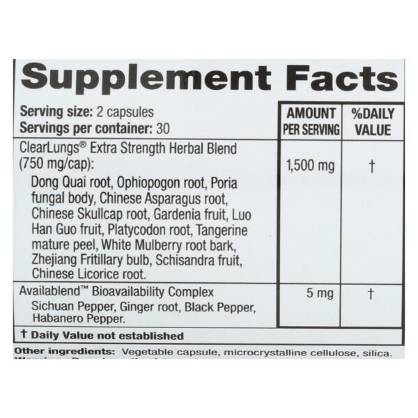 ridgecrest herbals clearlungs extra strength 60 count