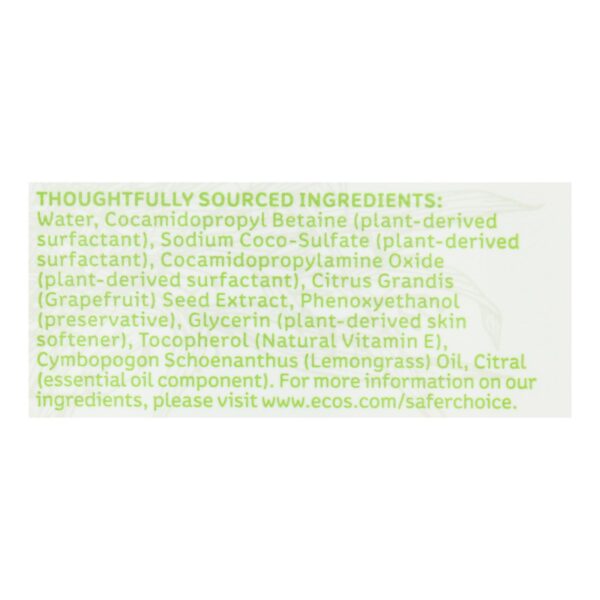 ecos organic lemongrass hand soap 17 fl. oz.