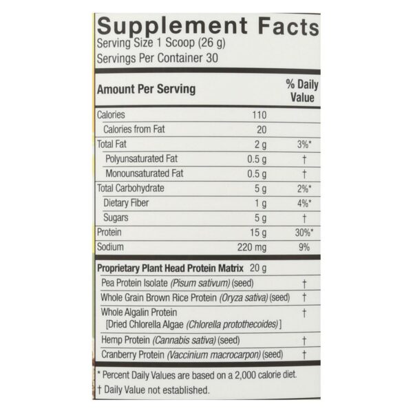 genceutic naturals raw vanilla bean dietary plant head protein powder 30 servings