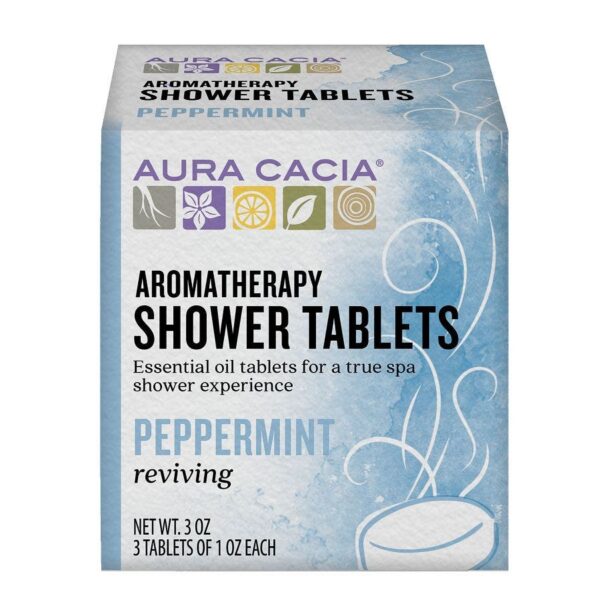 051381882655 aura cacia shower tablets box peppermint a188265c front 1.jpeg