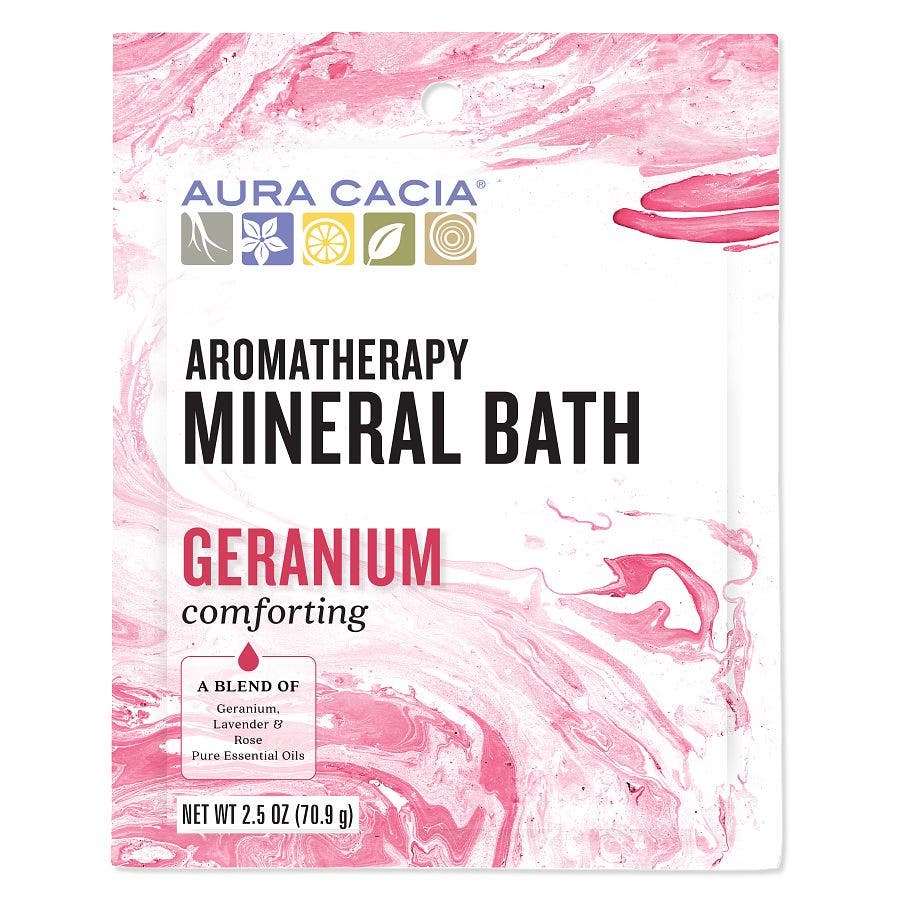 051381885175 aura cacia 2oz mineral bath packet geranium l188517i front 1.jpeg