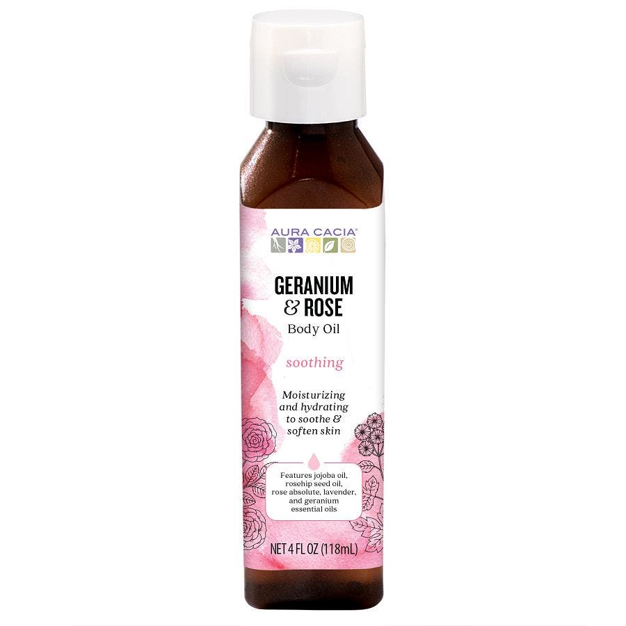 051381885335 aura cacia 4oz body oil geranium rose l188533e front 1.jpeg