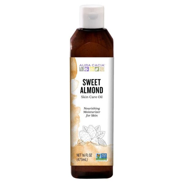 051381911454 aura cacia 16oz skin care oil sweet almond l191145f front 1.jpeg