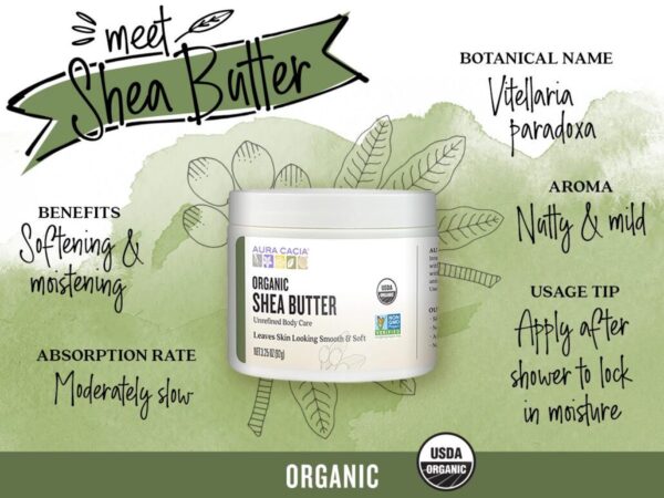 aura cacia shea butter unrefined organic, 3.25 oz
