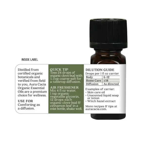 aura cacia organic clove bud essential oil, 0.25 oz