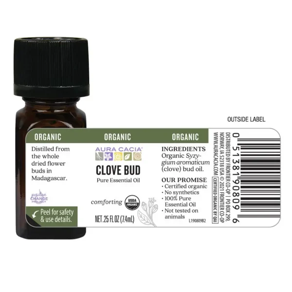 aura cacia organic clove bud essential oil, 0.25 oz