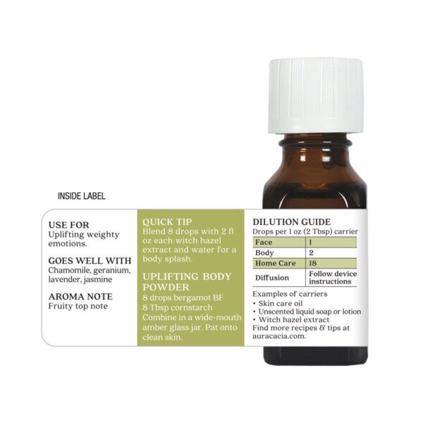 aura cacia essential oil bergamot, 0.5 oz