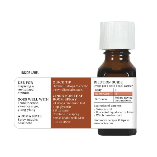 aura cacia essential oil cinnamon leaf, 0.5 oz