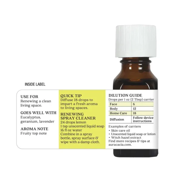 aura cacia essential oil lemon, 0.5 oz