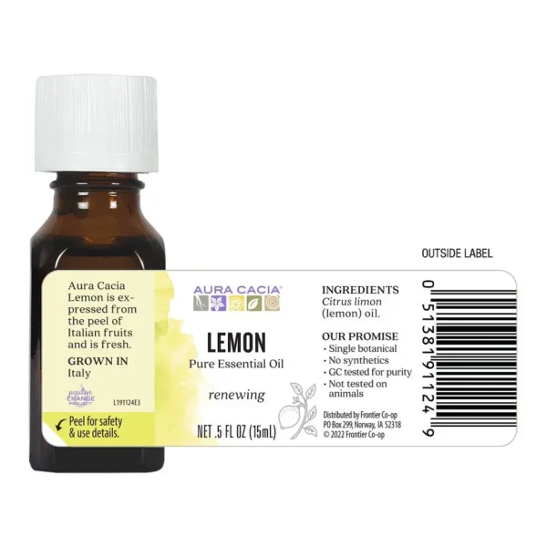 aura cacia essential oil lemon, 0.5 oz