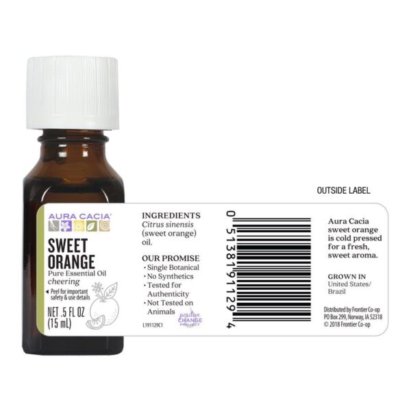 aura cacia essential oil sweet orange, 0.5 oz