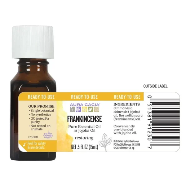 aura cacia precious essential oil frankincense jojoba 0.5 oz