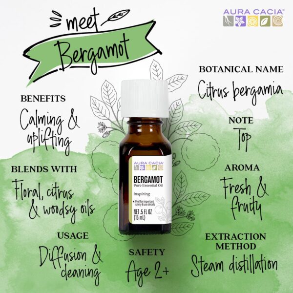 aura cacia essential oil bergamot uplifting 0.5 oz