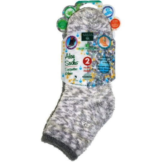 1 earth therapeutics foot therapy aloe socks grey 2pack 235961 front.jpg