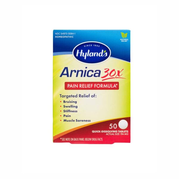 1 hylands arnica 30x pain tablets 50 tablets front 230487.jpg