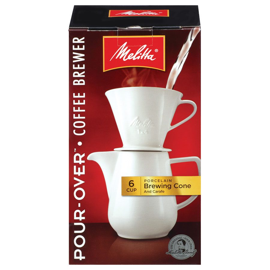 1 melitta coffee makers pour over coffee brewer cone with carafe porcelain 6 cup 227321 front.jpg