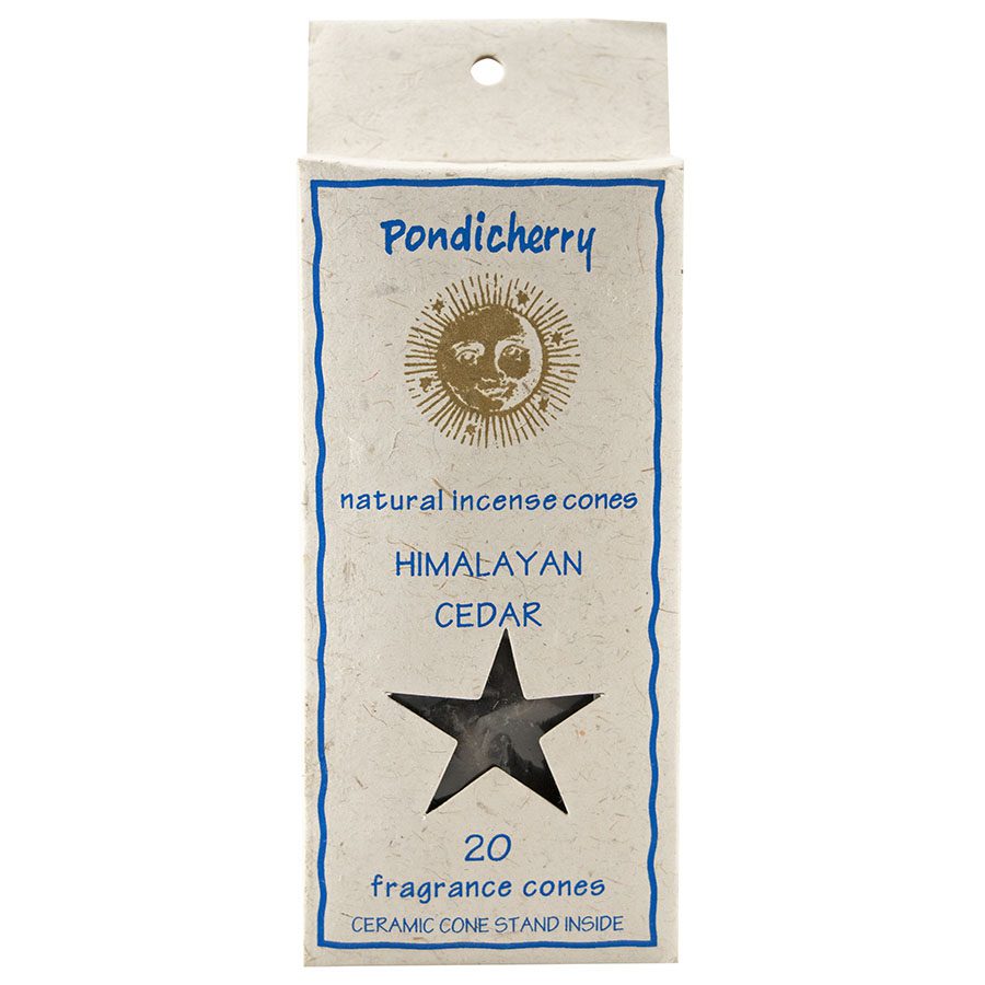 1 pondicherry natural incense himalayan cedar cones 20 per package includes ceramic cone stand 209715 front.jpg