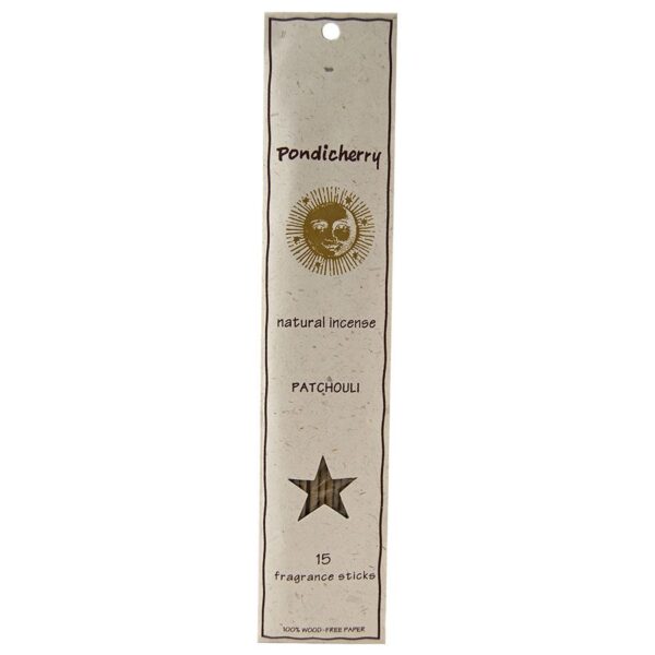 1 pondicherry natural incense patchouli sticks 15 per package 209709 front.jpg