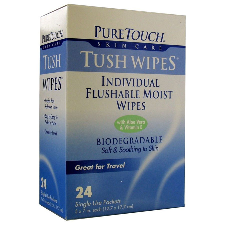 1 puretouch skin care single use packet 24 count tush wipes individual flushable moist wipes with aloe vera vitamin e 209011 front.jpg