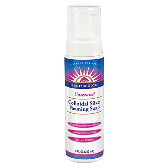1 heritage store soaps colloidal silver foaming soap unscented 8 oz 231510 front.jpg