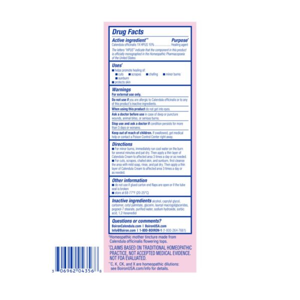 boiron calendula cream 2.5 oz.