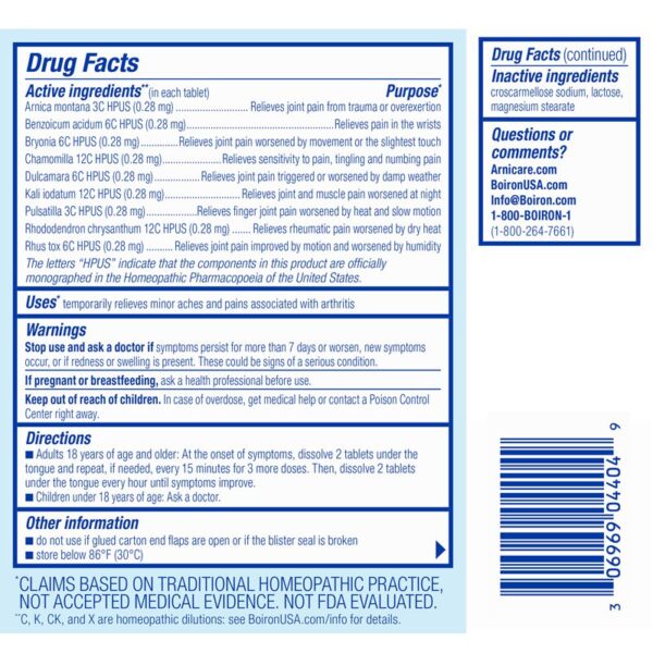 boiron arnicare arthritis 60 tablets