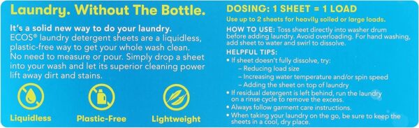 ecos next liquidless laundry detergent, magnolia & lily 50 squares