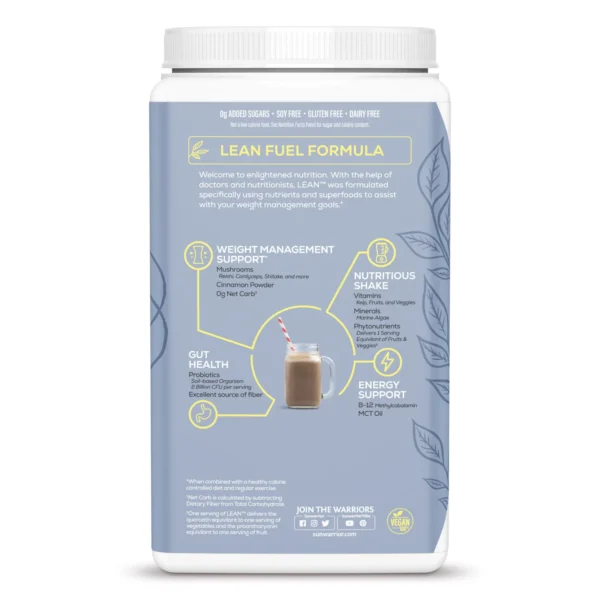 sunwarrior chocolate lean meal superfood shake 25.3 oz