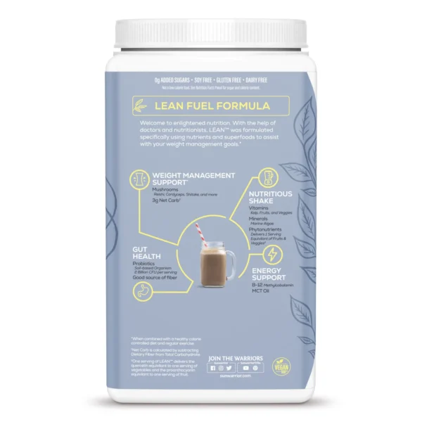 sunwarrior lean meal vanilla superfood shake 25.3 oz