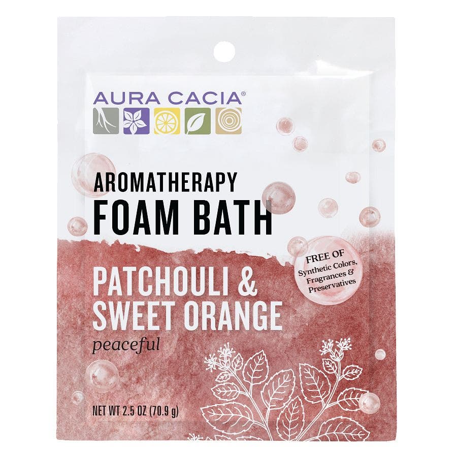 51381885786 aura cacia foam bath packet patchouli sweet orange l188578e front 1.jpeg