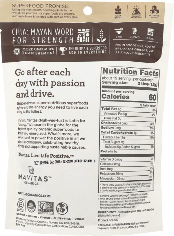 navitas organics chia seed powder 8 oz.