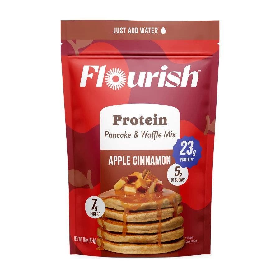 flourish apple cinnamon protein pancake mix 16oz front 240236 1.jpg