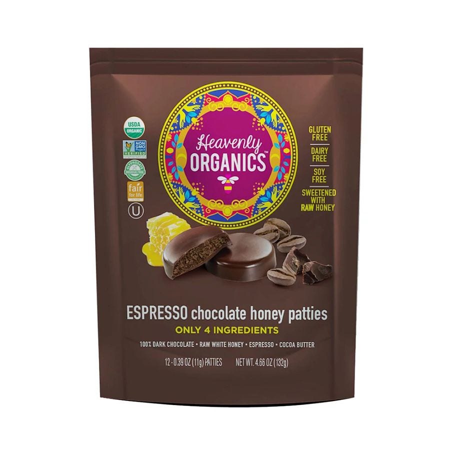 heavenly organic honey pattie chocolate espresso 12pk bag front 241025.jpg