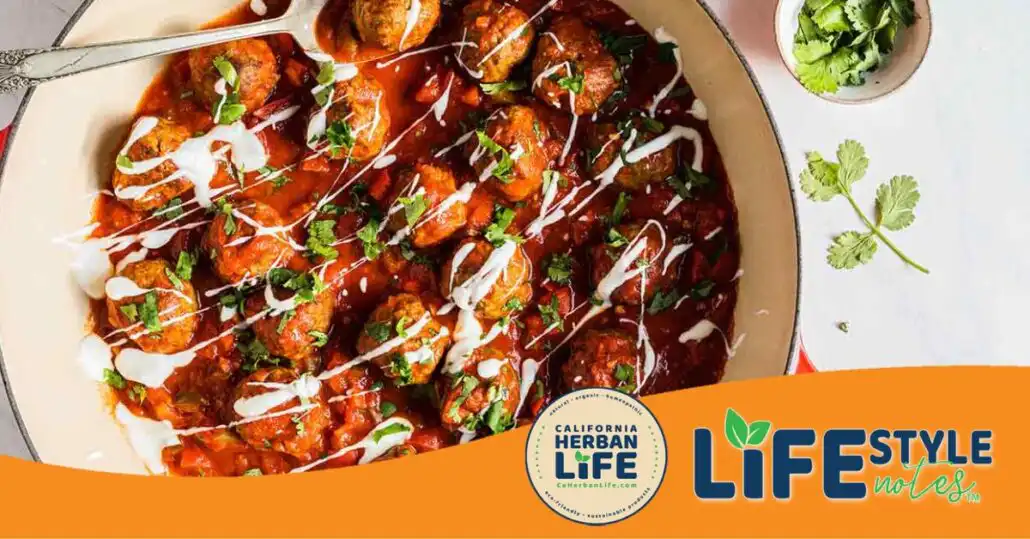 Turmeric and Ginger Meatballs with Tangy Red Pepper Sauce