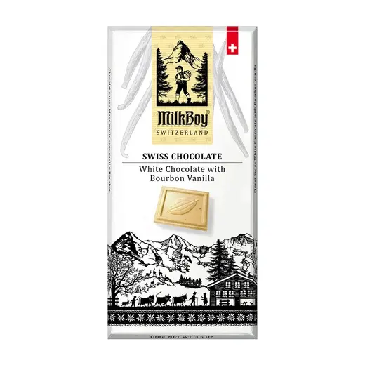 milkboy alpine white chocolate bourbon vanilla 3.5oz bar 239620 front.webp