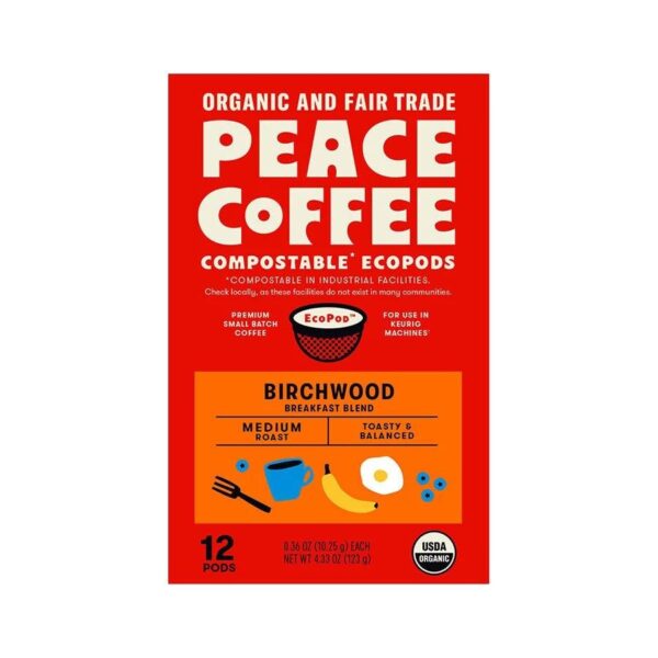 peace coffee birchwood breakfast blend compostable pods 12count front 239471.jpeg