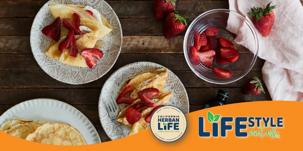 Crepes with Vanilla Creme and Strawberry Poppy Seed Filling