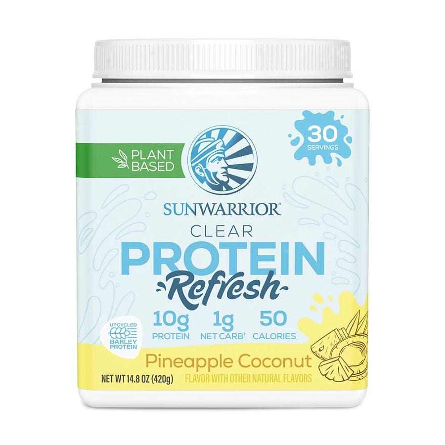 sunwarrior clear protein refresh pineapple coconut 14 81oz front 240973 1.jpg