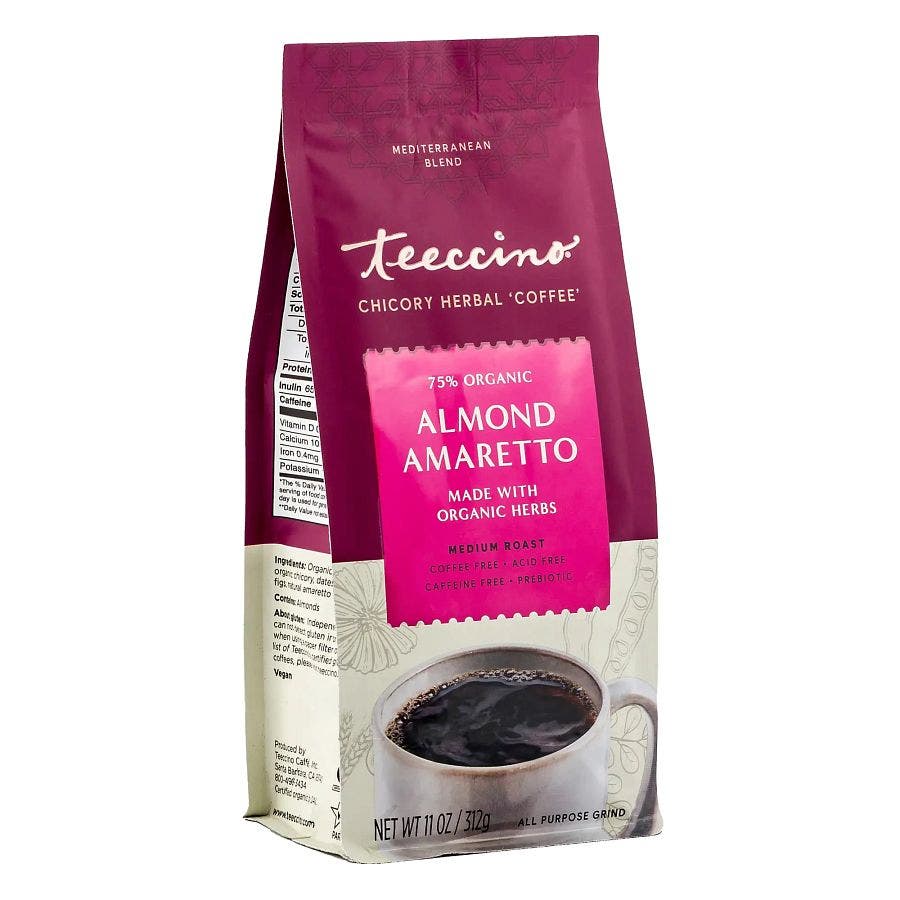 teeccino almond amaretto chicory herbal coffee 11oz front 240213 1.jpg