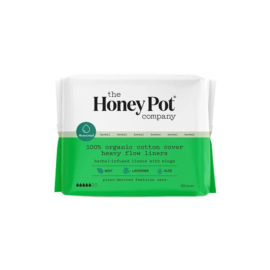 the honey pot organic non herbal pantiliners heavy flow with wings 20count front 240379.jpg