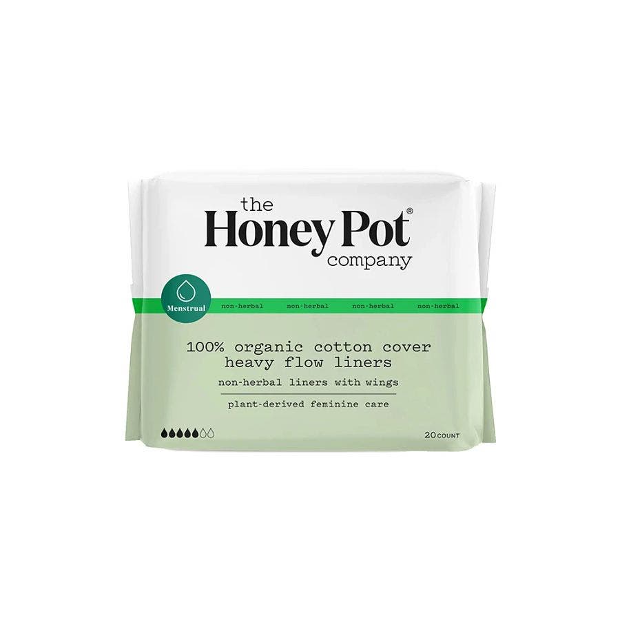 the honey pot organic non herbal pantiliners heavy flow with wings 20count front 240382 1.jpg