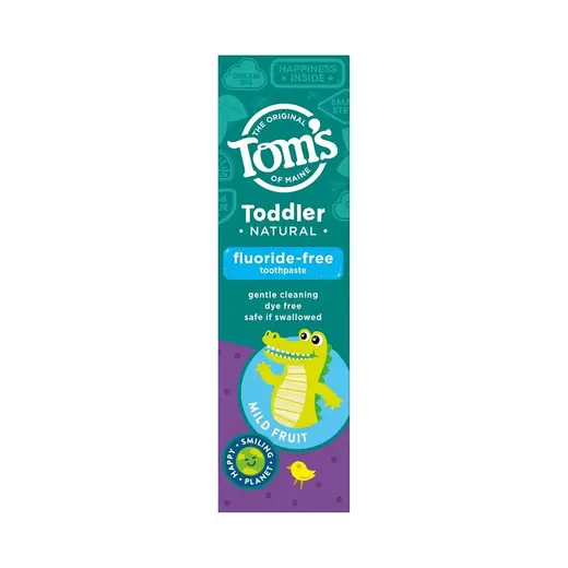 toms of maine childrens natural toothpastes toddler training toothpaste mild fruitfluoride free toothpastes 227791 front